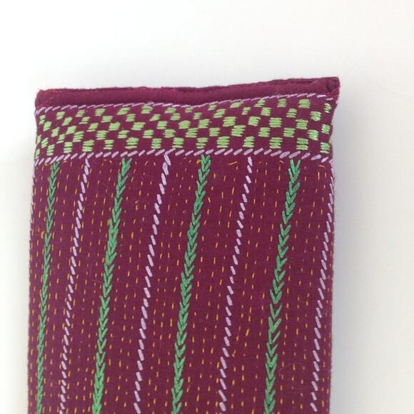 Boho Chic Floral  Stripe Fabric Button Closure Wallet Clutch - Picture 6 of 9